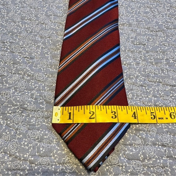 Ermenegildo Zegna Tie Repp Necktie Stripes Red Blue & Orange Silk 59” x 3.5” - Picture 9 of 9